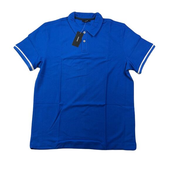 Alfani Tipped Polo Shirt Men's Medium Bright Blue Regular-Fit‎ Cotton